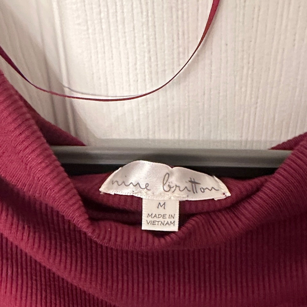 Nine Britton Deep Red Ribbed Top - Picture 2 of 2